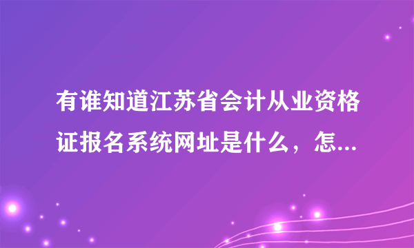 有谁知道江苏省会计从业资格证报名系统网址是什么，怎么下载下来