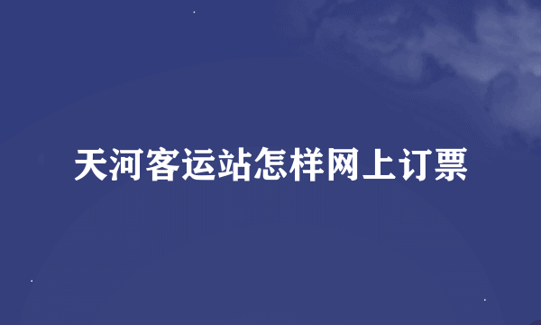 天河客运站怎样网上订票