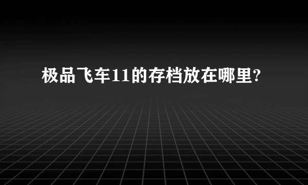 极品飞车11的存档放在哪里?