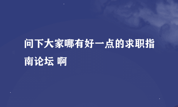 问下大家哪有好一点的求职指南论坛 啊