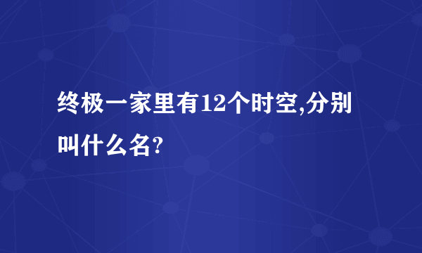 终极一家里有12个时空,分别叫什么名?