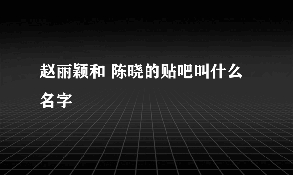 赵丽颖和 陈晓的贴吧叫什么名字