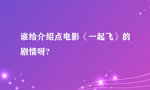 谁给介绍点电影《一起飞》的剧情呀?