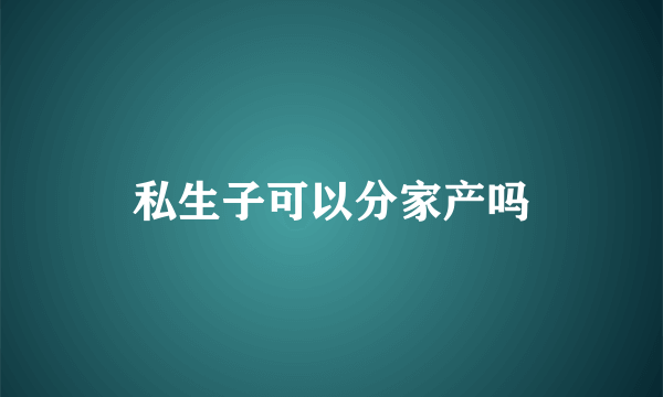 私生子可以分家产吗