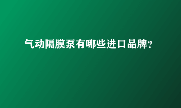 气动隔膜泵有哪些进口品牌？