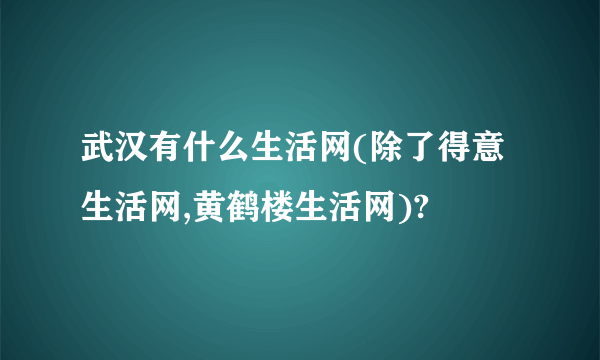 武汉有什么生活网(除了得意生活网,黄鹤楼生活网)?