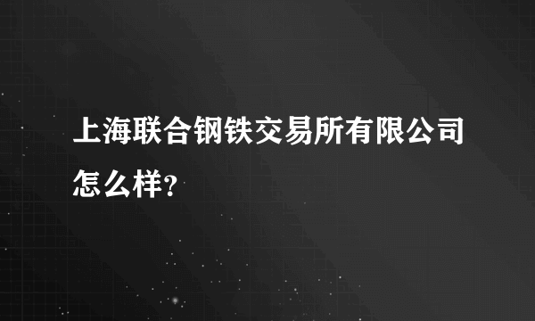 上海联合钢铁交易所有限公司怎么样？