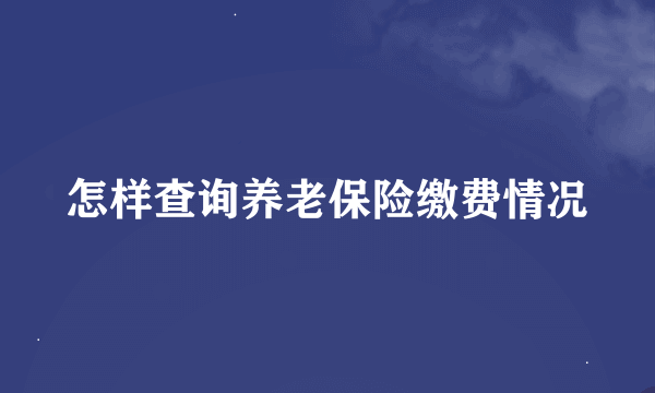 怎样查询养老保险缴费情况