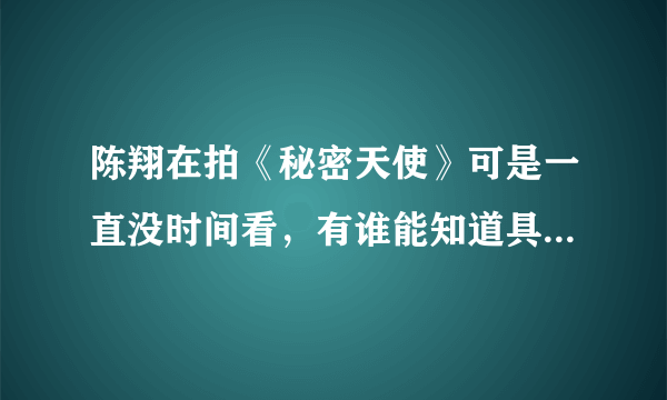 陈翔在拍《秘密天使》可是一直没时间看，有谁能知道具体剧情呢？