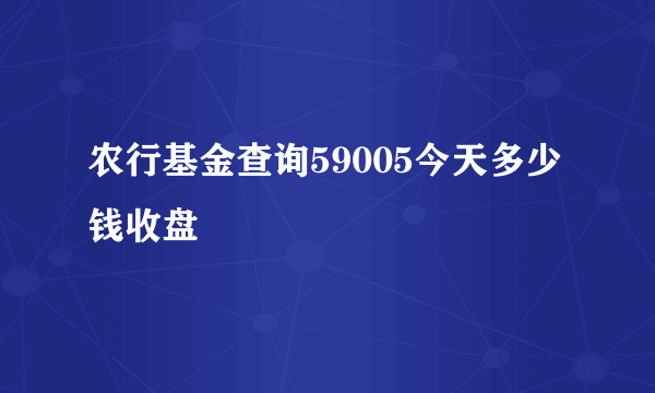 农行基金查询59005今天多少钱收盘