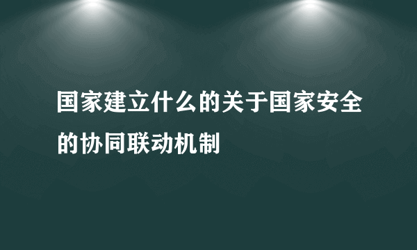 国家建立什么的关于国家安全的协同联动机制