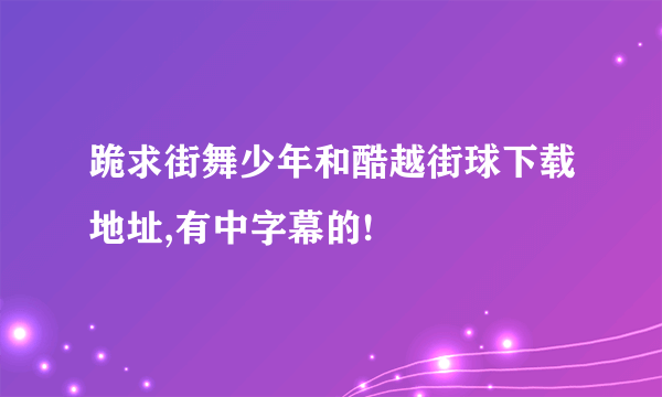 跪求街舞少年和酷越街球下载地址,有中字幕的!