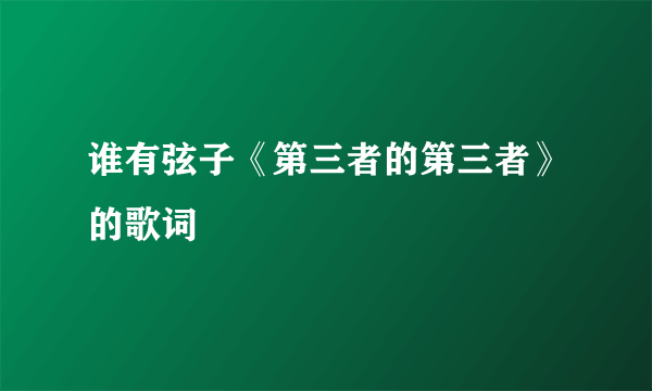 谁有弦子《第三者的第三者》的歌词