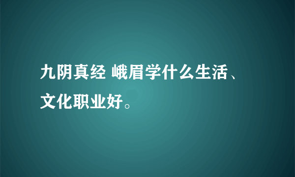 九阴真经 峨眉学什么生活、文化职业好。