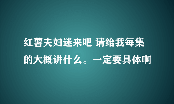 红薯夫妇迷来吧 请给我每集的大概讲什么。一定要具体啊