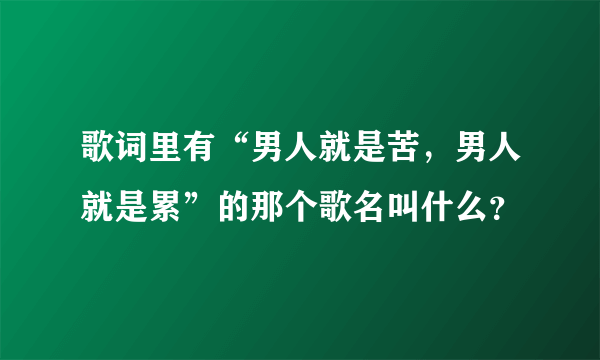 歌词里有“男人就是苦，男人就是累”的那个歌名叫什么？