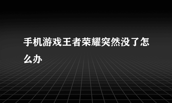 手机游戏王者荣耀突然没了怎么办