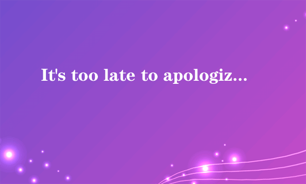 It's too late to apologize, it's too late. 是哪一首歌的名字？