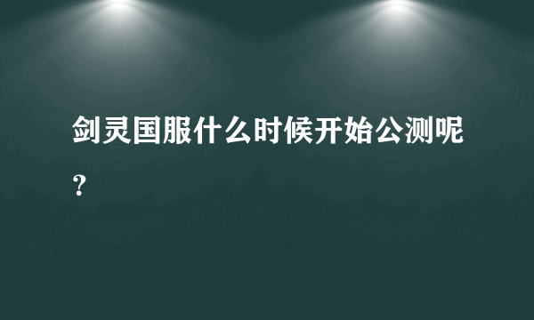 剑灵国服什么时候开始公测呢？