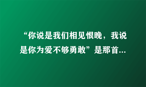 “你说是我们相见恨晚，我说是你为爱不够勇敢”是那首歌的歌词？？？