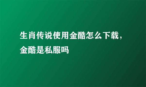 生肖传说使用金酷怎么下载，金酷是私服吗