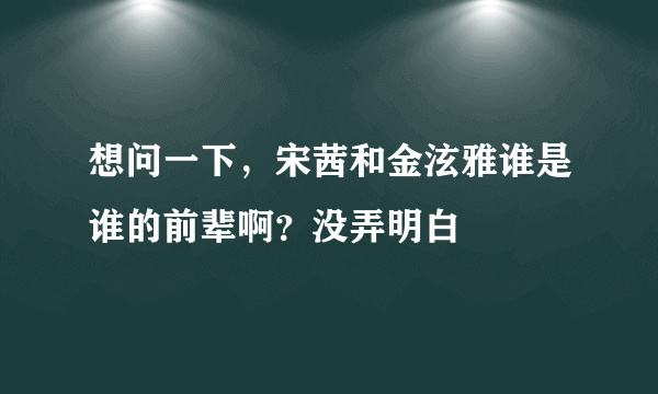 想问一下，宋茜和金泫雅谁是谁的前辈啊？没弄明白