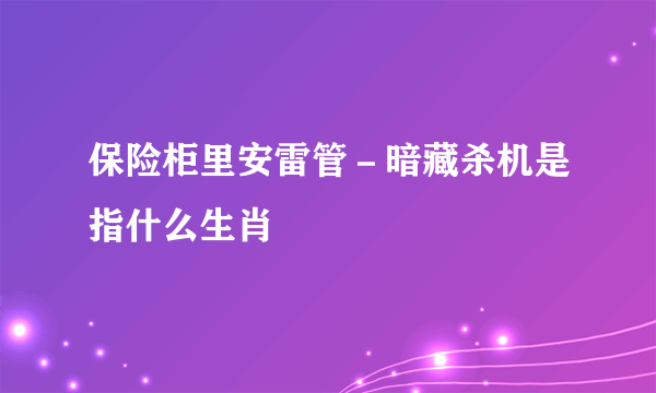 保险柜里安雷管－暗藏杀机是指什么生肖