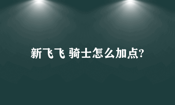 新飞飞 骑士怎么加点?