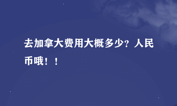 去加拿大费用大概多少？人民币哦！！