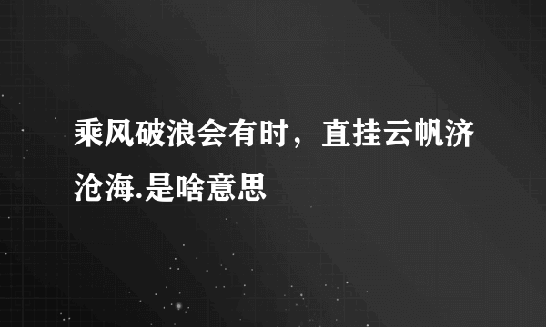 乘风破浪会有时，直挂云帆济沧海.是啥意思