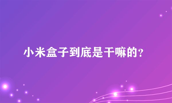 小米盒子到底是干嘛的？