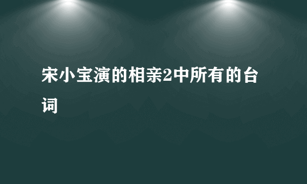 宋小宝演的相亲2中所有的台词