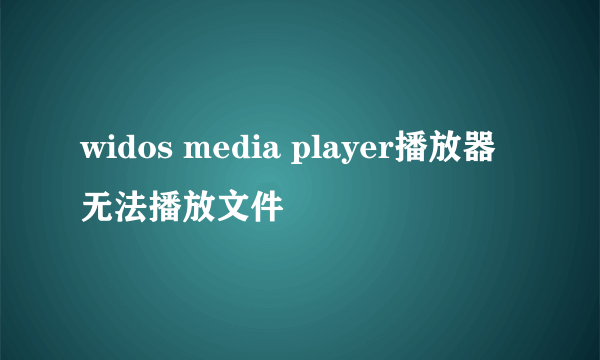 widos media player播放器无法播放文件