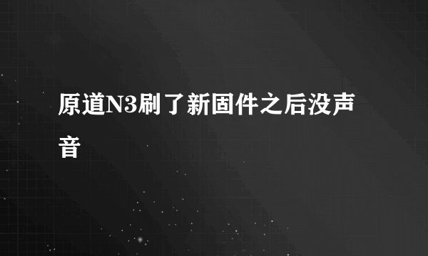 原道N3刷了新固件之后没声音