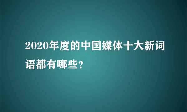 2020年度的中国媒体十大新词语都有哪些？