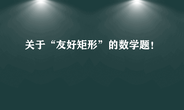 关于“友好矩形”的数学题！