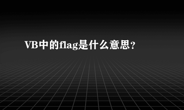 VB中的flag是什么意思？