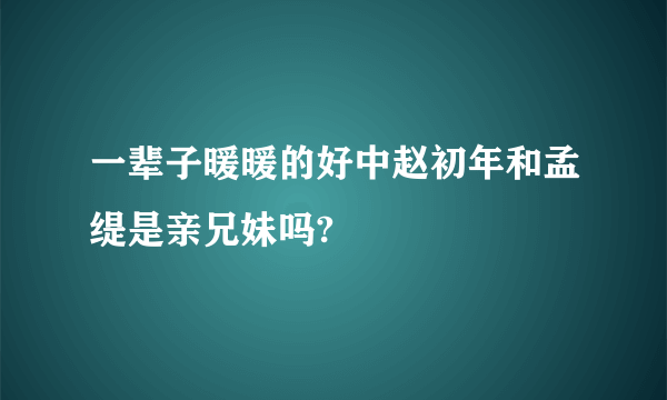 一辈子暖暖的好中赵初年和孟缇是亲兄妹吗?