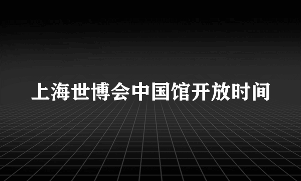 上海世博会中国馆开放时间