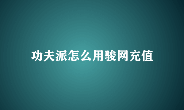 功夫派怎么用骏网充值