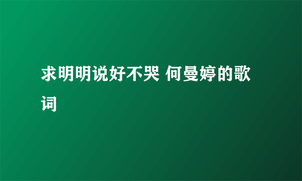 求明明说好不哭 何曼婷的歌词