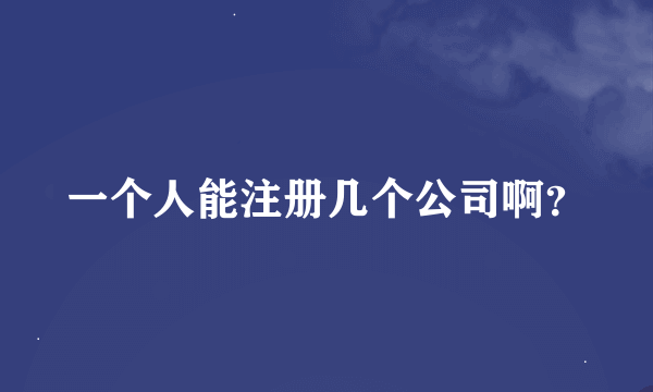 一个人能注册几个公司啊？