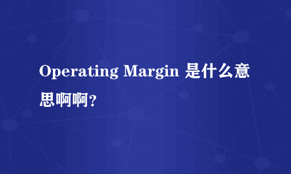 Operating Margin 是什么意思啊啊？