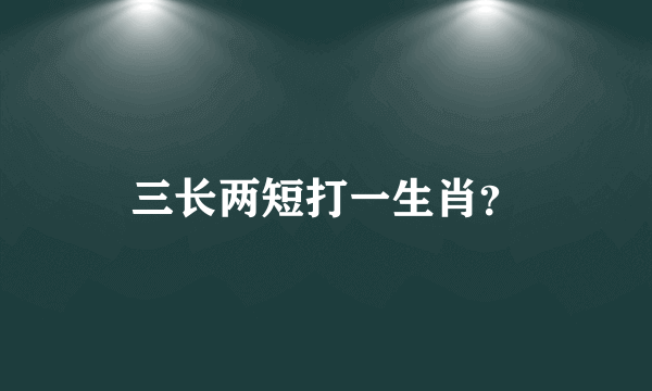 三长两短打一生肖？