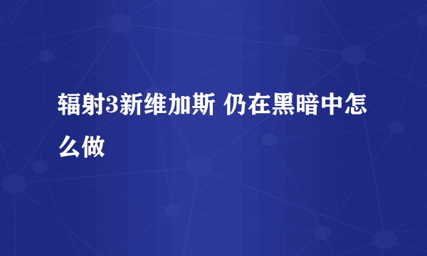 辐射3新维加斯 仍在黑暗中怎么做