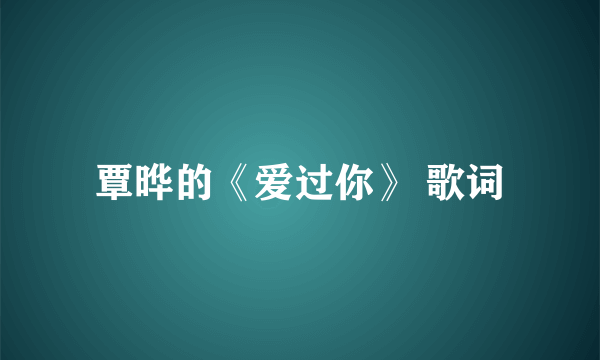 覃晔的《爱过你》 歌词