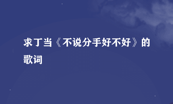 求丁当《不说分手好不好》的歌词