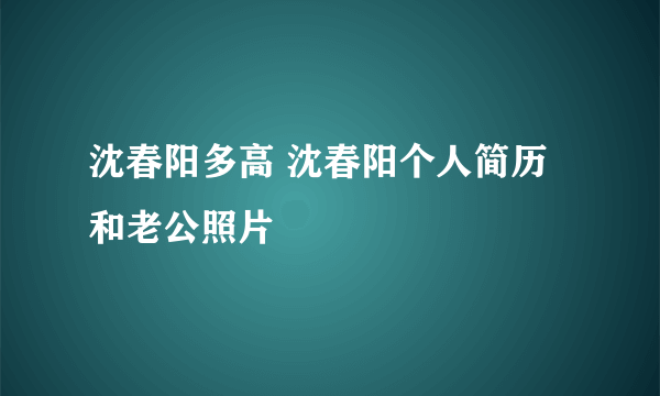 沈春阳多高 沈春阳个人简历和老公照片