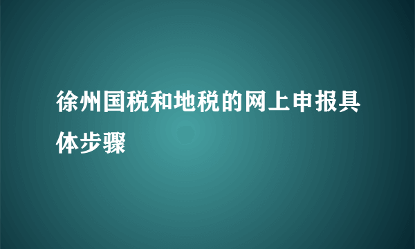 徐州国税和地税的网上申报具体步骤