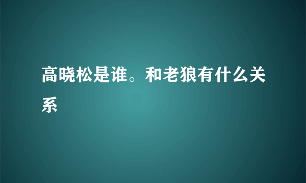 高晓松是谁。和老狼有什么关系